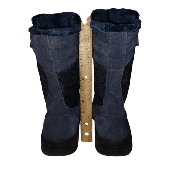 Lands End Navy Blue Puffer Suede Mid-calf Winter Rain Boot Women's Size 9B NWOT - Picture 3 of 10